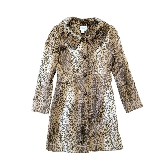Charles Gray London Leopard Coat Womens S Faux Fur Contemporary Chic Spring